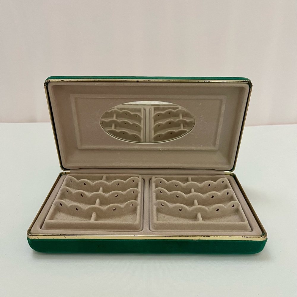 Vintage Suede Covered Jewelry Box with Mirror